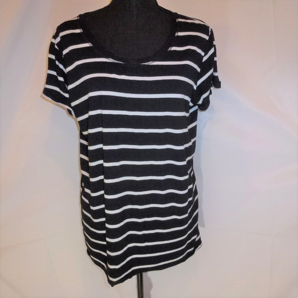 MODCLOTH FERVOUR Black White Striped Med Top